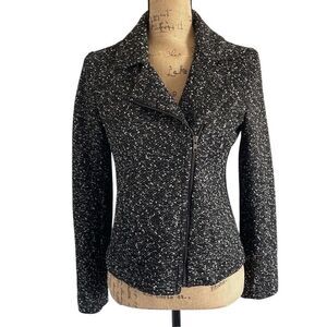 EUC! Ann Taylor Black Cream Tan Tweed Suit Jacket - Size 0P